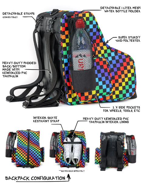 reewheelin' Roller Skate Crossover Bag-Pack - Glam Glitter Rainbow Black